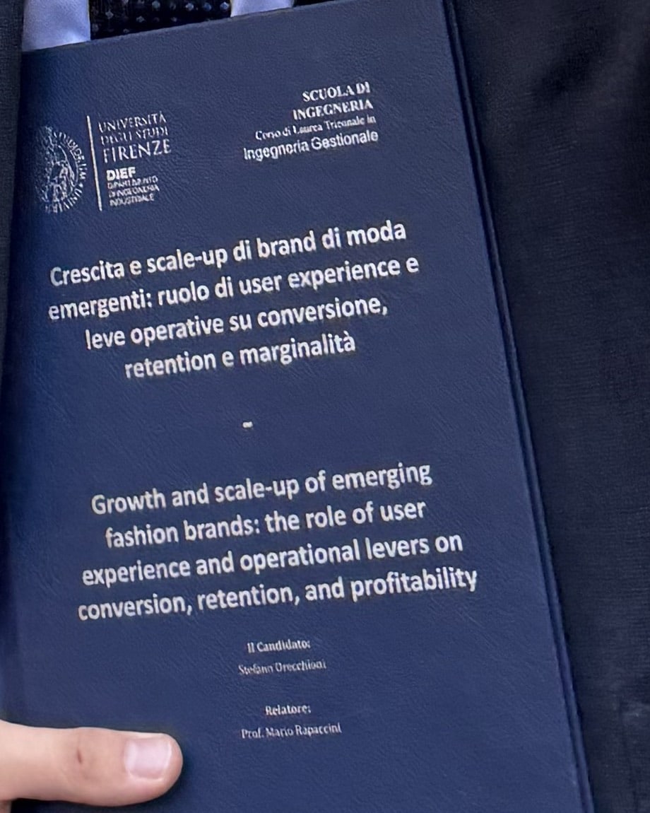 Copertina della tesi di laurea in Ingegneria Gestionale di Stefano Orecchioni